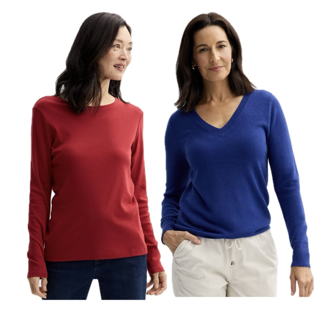 XL Cozy Bundle 🧸 Croft & Barrow Sweater + Long Sleeve Tee Soft Basics